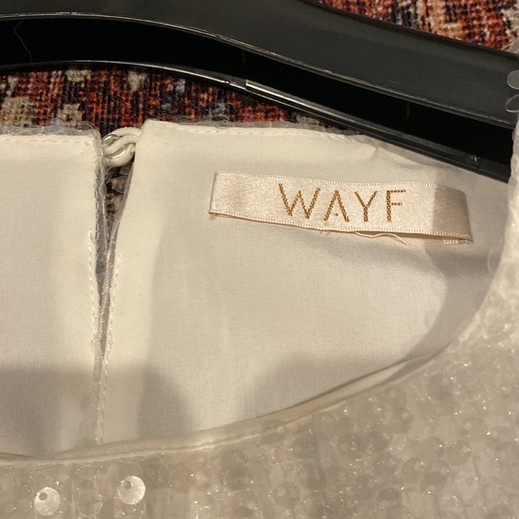 WAYF White Sequin Balloon Sleeve Top Fully Lined Size M - Picture 5 of 13